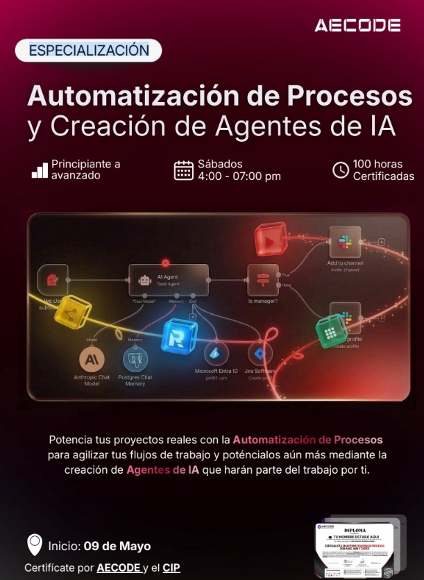 Flyer de la especializacion en automatizacion de procesos y agentes de IA