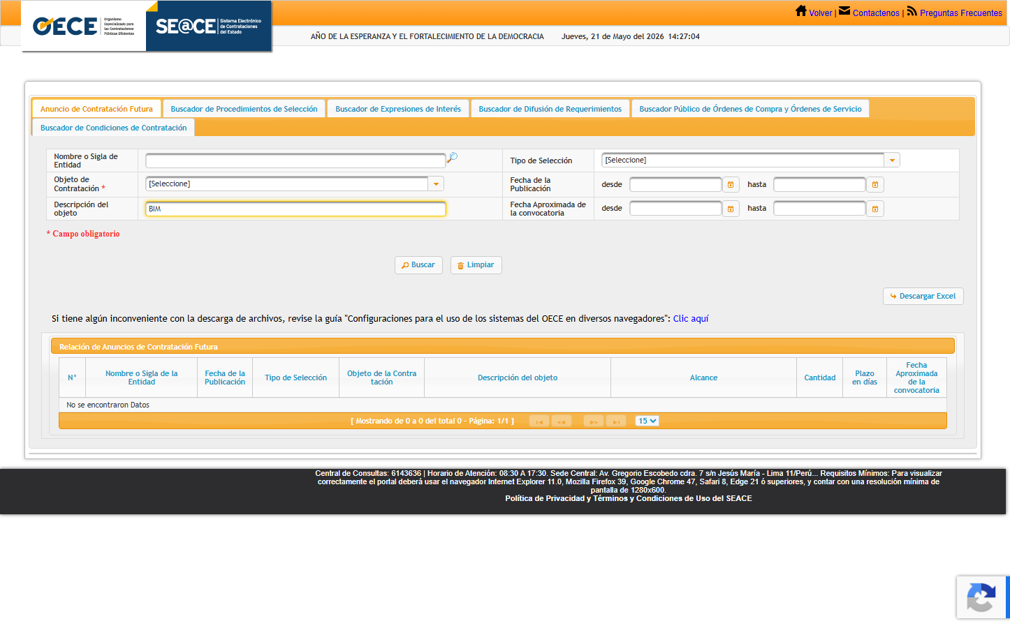 SEACE Radar · panel